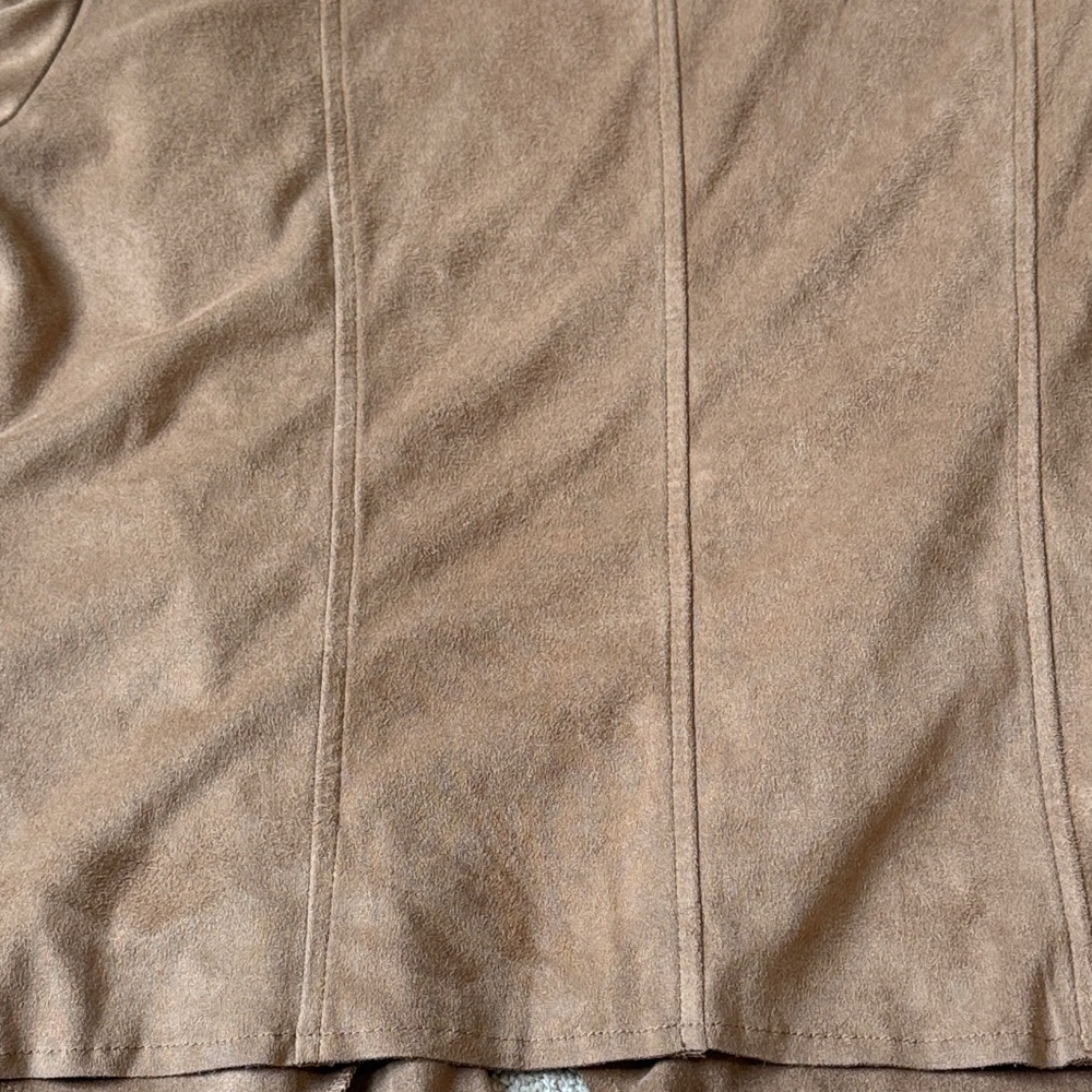 Liverpool  Women's Tan Brown Blazer Drapey Jacket Size Large 12-14 Faux Suede - Picture 12 of 12